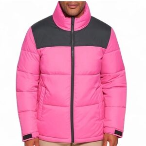 Club Room Men's Pink and Dark Gray Puffer Jacket